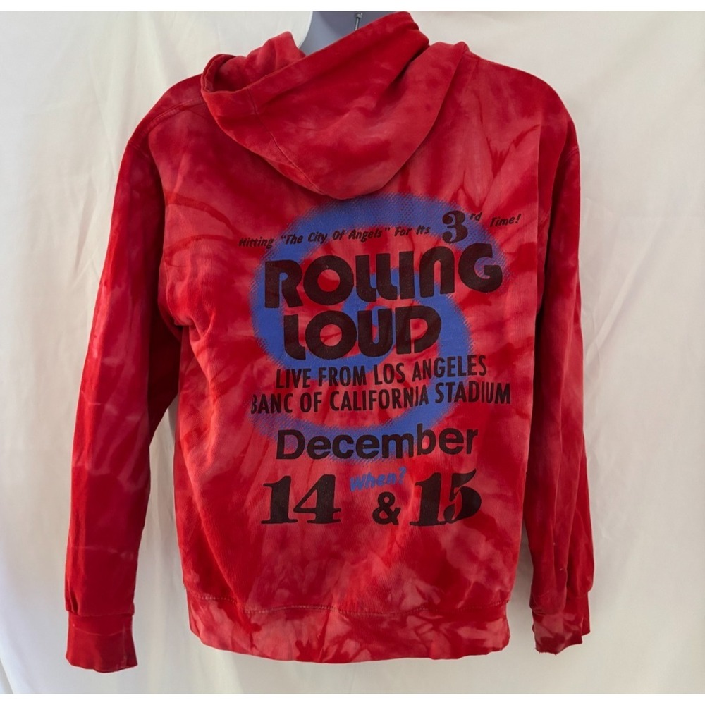 Rolling Loud Hoodie Red Medium 2019 Hip Hop Tie Dye Festival Merch streetwear **